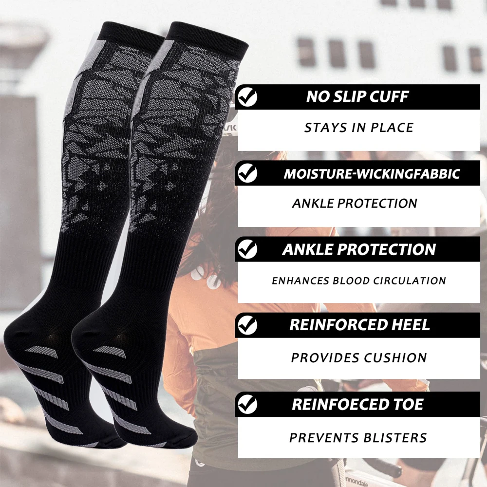 1 Pair Compression Socks for Women & Men - Graduated Support Stockings for Varicose Veins - Breathable Athletic Socks for Travel