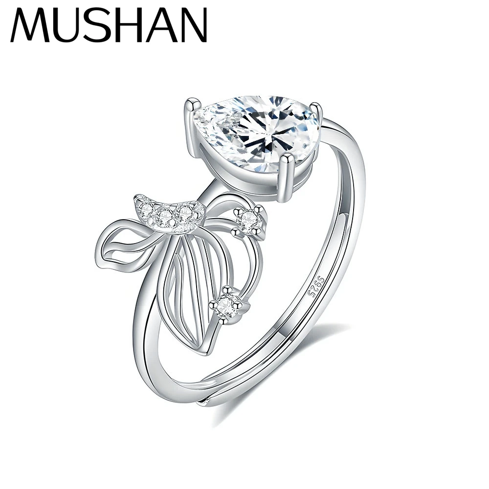 

Кольцо MuShan Luxury Jewelry из стерлингового серебра 925 пробы с муассанитом, потрясающее кольцо для подруги, позолоченное 18-каратным золотом, изысканные кольца с патентом MST