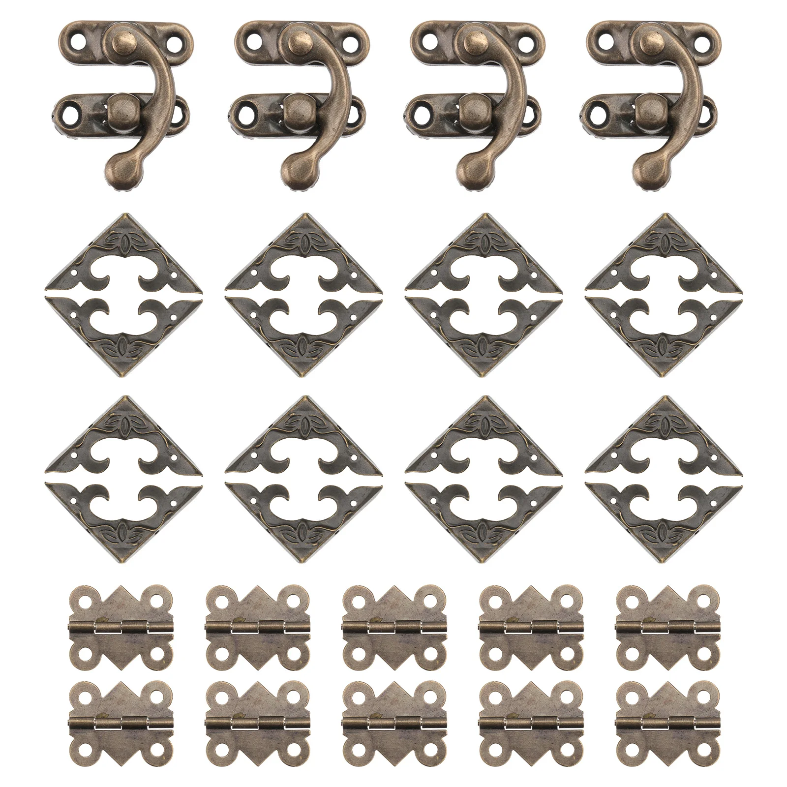 

1set 1Set Retro Wood Latch Corner Protectors Jewelry Box Lock Iron Box Buckle Packing Safety Bumpers