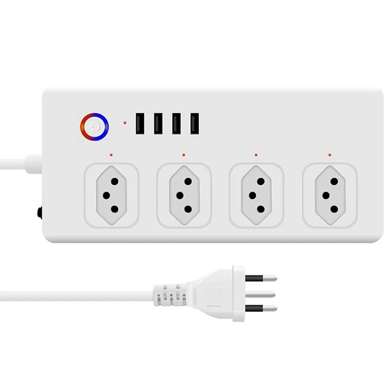 สายไฟอัจฉริยะ Wi-Fi พร้อมพอร์ต4USB 4ช่องเสียงสายไฟต่อ1.4เมตรใช้ได้กับ Alexa Google Home (ปลั๊กบราซิล)