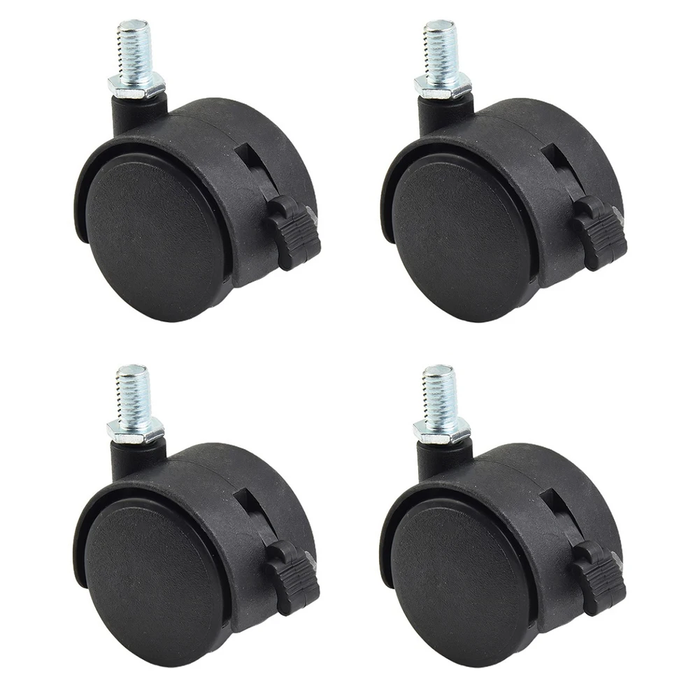 4-Pack 1.5 Inch Swivel Caster Wheels With M8 Threaded Stem, Black Nylon Furniture Casters For Tables Cabinets Shelves, 33lbs Loa