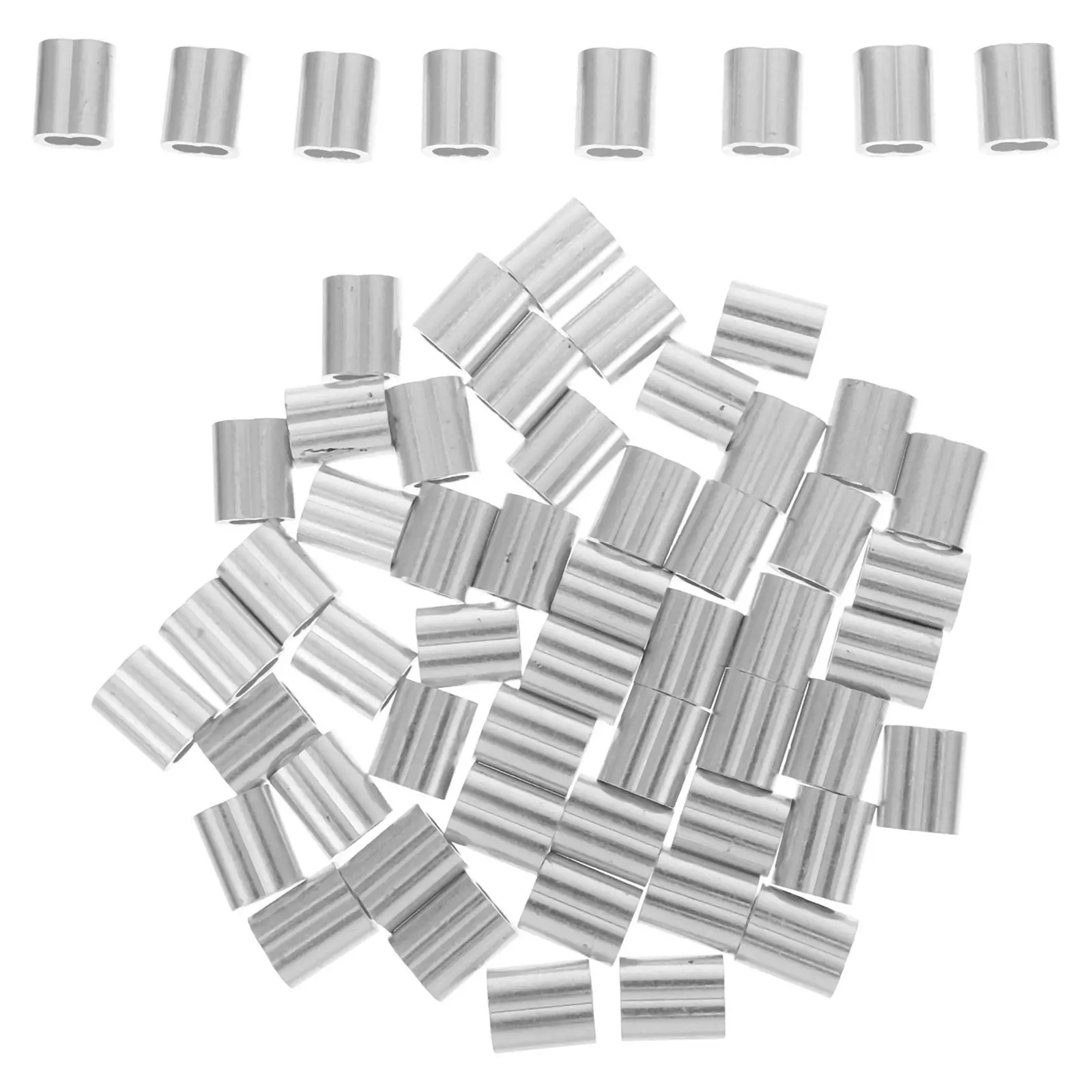 60Pcs Aluminum Crimping Loop Sleeves Wire Rope Ferrules Heavy Duty Safe Friction Grip Lightweight Easy Install Crimping Sleeve