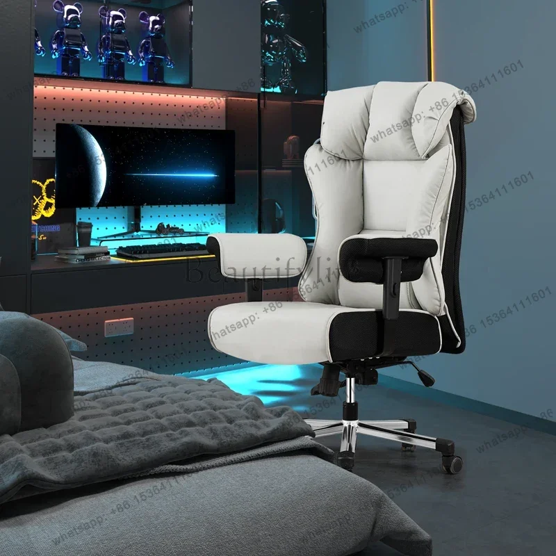 Durable Leather Executive Office Chair Computer Reclining Ergonomic Adjustable Swivel Metal Frame High Back Lumbar Support