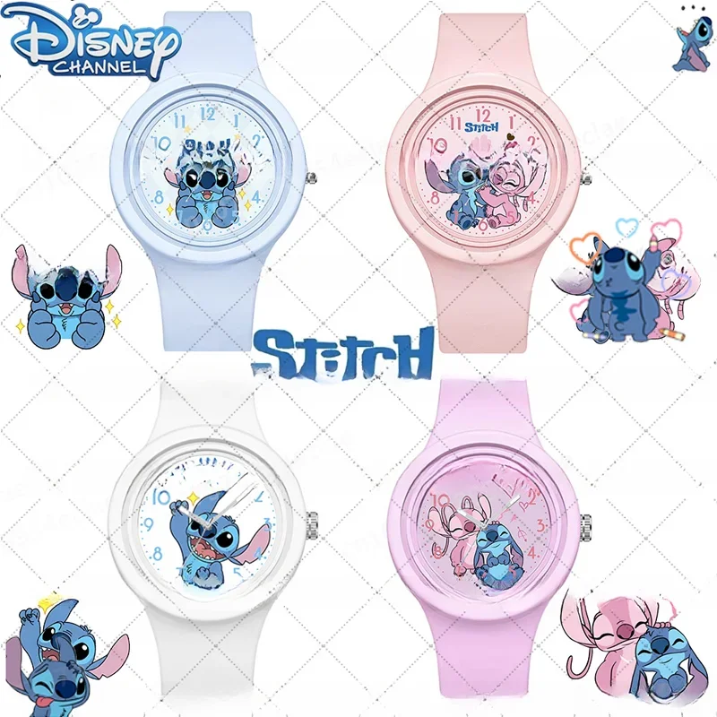 

Disney Stitch New Digital Watch Cute Pink Angel Round Skin Touch Silicone Electronic Watch Decorative Accessory Gift for Couples