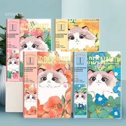 4-piece Thick B5 Notebook Cartoon Cute Style Diary Notebook Panda Art Cat Pattern Notepad Journal Notebook Korean Stationery