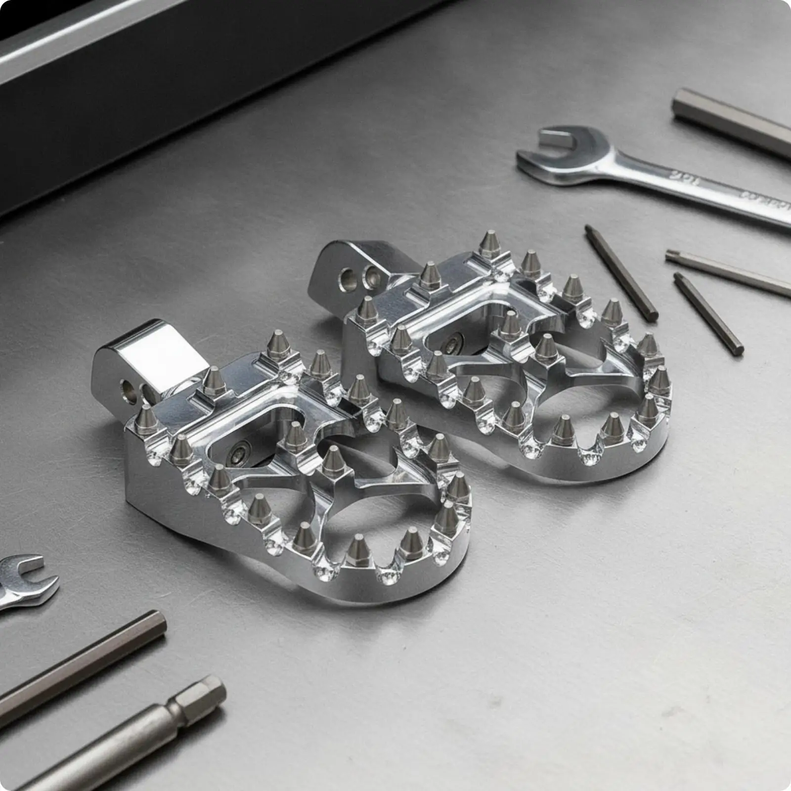 Front Footpeg with Traction Pins | Broad surface Design, Electroplated, Aluminum