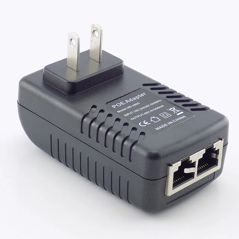 Poe Adaptador de Alimentação Injector para Câmera IP, Injector Carregador de Parede, Plug para Wi-Fi, H10, DC 48V, 0.5A, 24W, US Plug UE