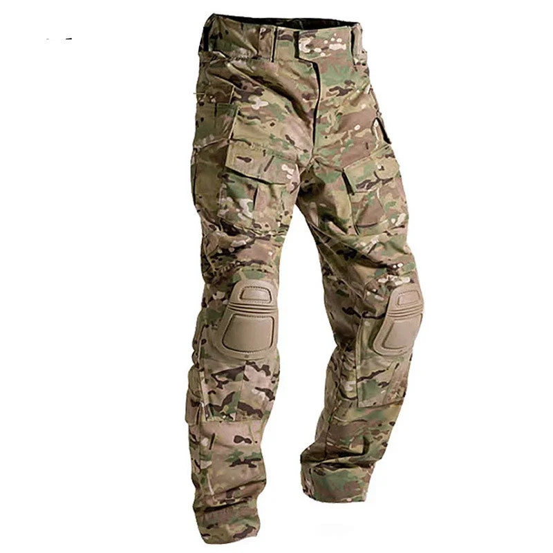 Military Tactical Army Swat Uniform Trouser Outdoors Hunting Hiking Frog Camo Combat Cargo Pants With Knee Pads