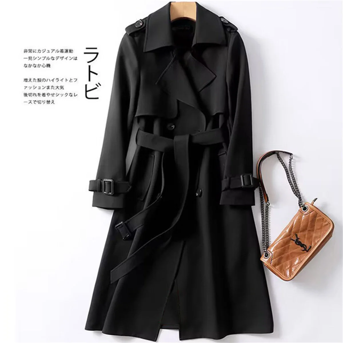 Autumn Winter Women British Style Windbreaker With Belt Streetwear Medium Length Jacket Coat Female Slim Windbreak Ladie Casual