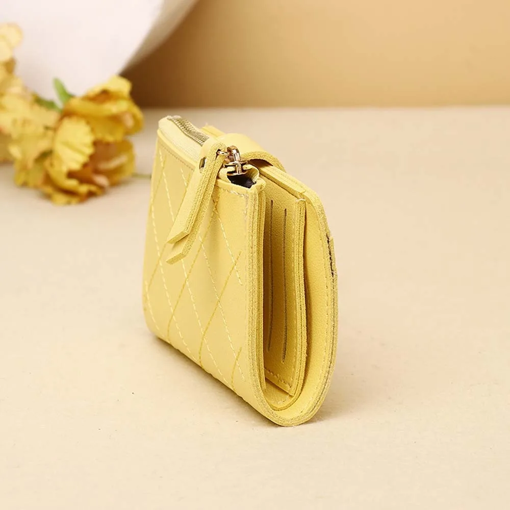 

Pouch Portable Women Lingge Wallet Transparent PVC Solid Color Card Bag Multiple Card Classic Lady Short PU Purses Business