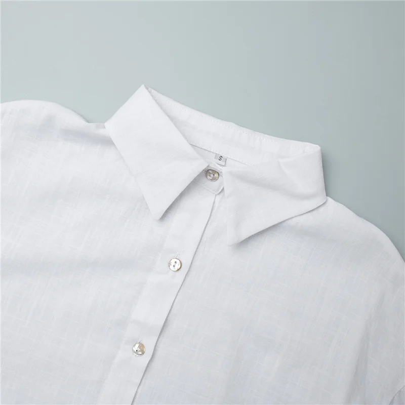 A83F-chemises boutonnées pour femmes, manches longues, hauts en gaze de coton, chemisiers à col décontractés, coupe ample