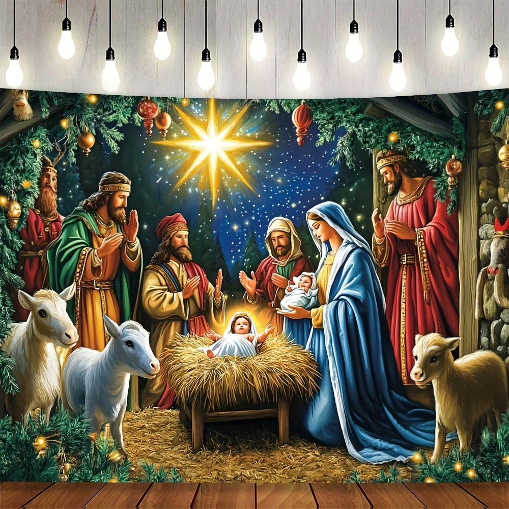 Hintergrundstoff für das Thema Design der Malerei, die die Geburt Jesu darstellt, Dekoration des Wohnzimmers