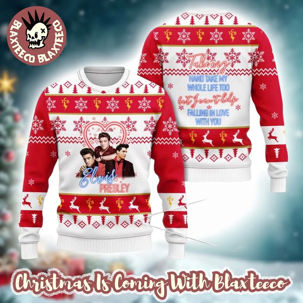 2026/27 Winter New Elvis Presley Ugly Christmas Sweater 3D Printed Retro Rock Fun Festival Party Warm Hoodie Family Clothing