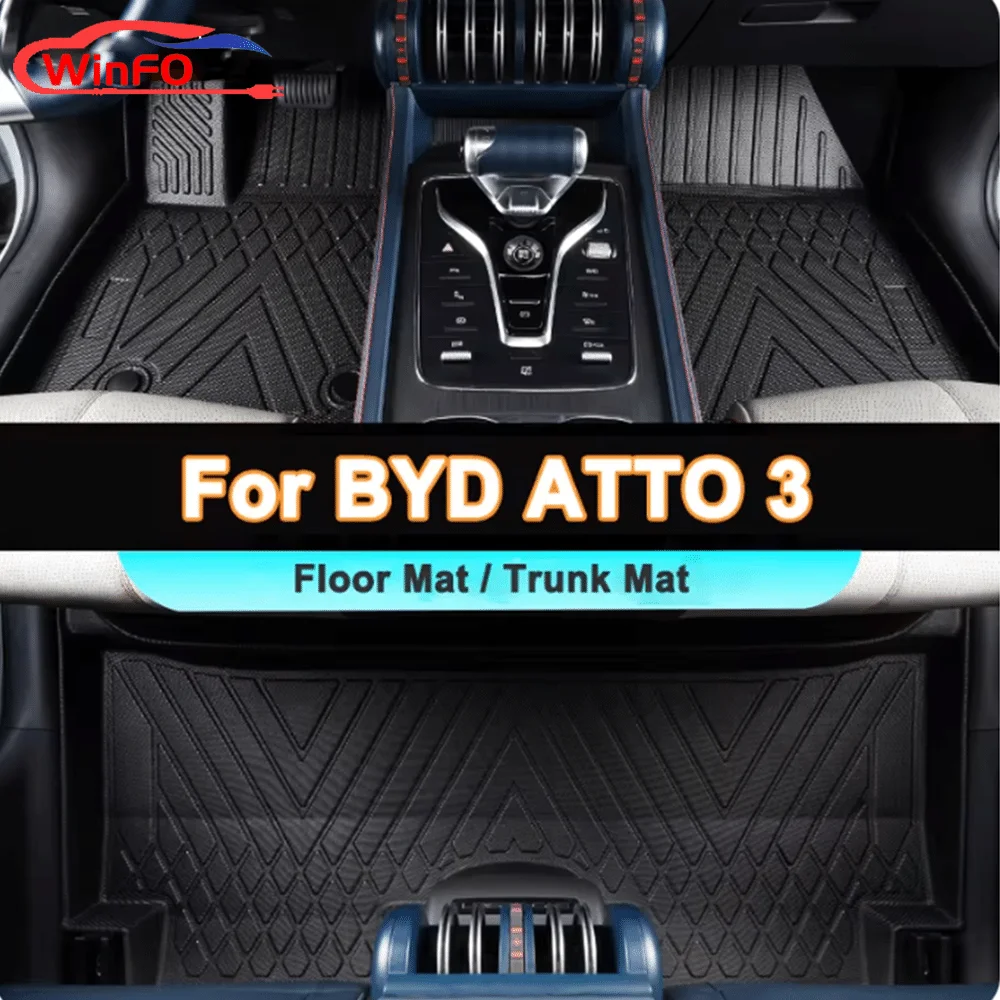 For BYD ATTO 3 Floor Mat Luggage Mat Trunk Liner LHD RHD Left Right Rudder Four Season Waterproof Wear-resistant Floor Liner TPE