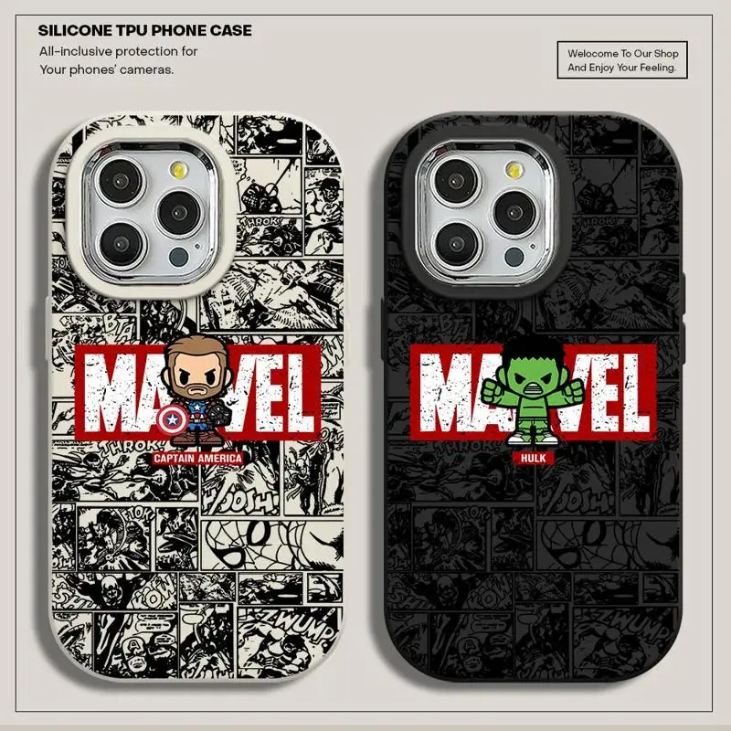 Marvel Logo Spiderman Phone Case for iPhone 15ProMax 14 Pro 12 11 13 Pro 12Pro 14 15Plus Silicone Luxury Cover