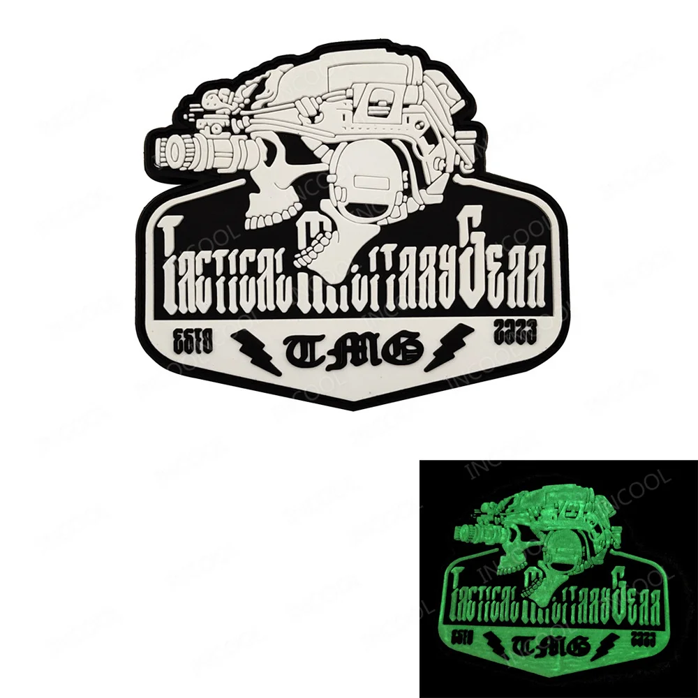 Rubber PVC Skull Telescope Arms Patches Airsoft Shoulder Decorative Armband Coffee Embroidered Patch For Clothing Jackets
