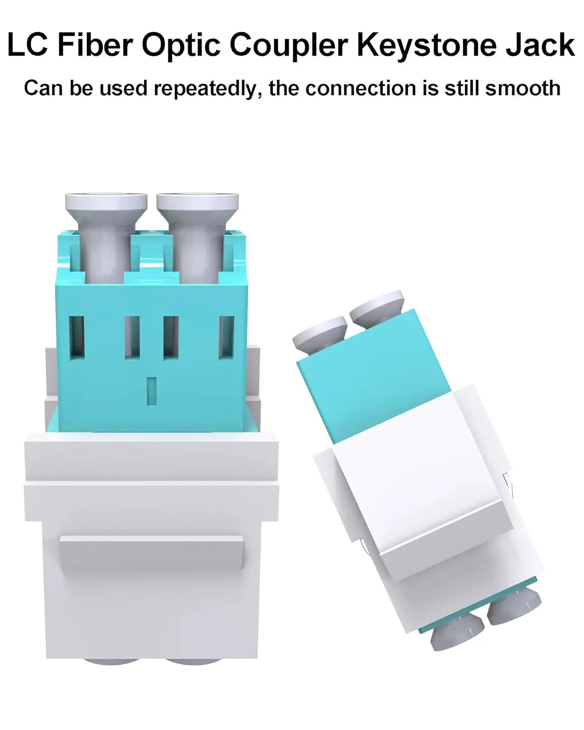 VANDESAIL LC Fiber Optic Keystone Coupler Jack | UPC Duplex, OM3/OM4 Compatible | LC to LC Multimode Coupler