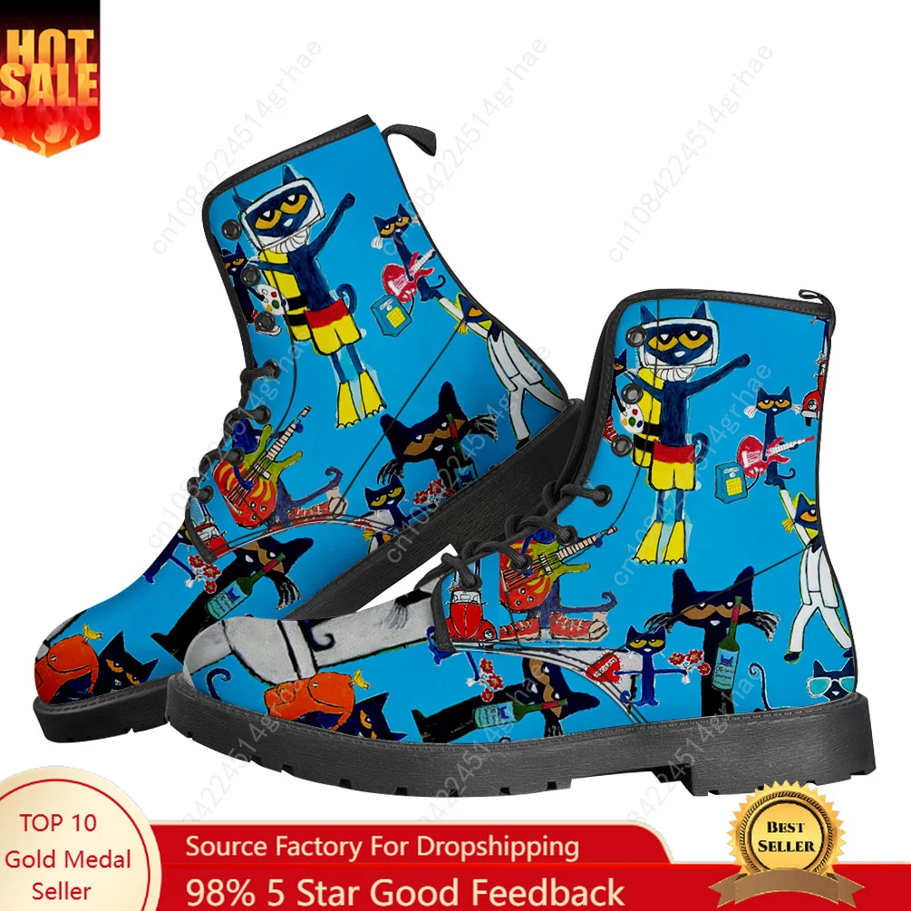 Pete the Cat I Love My White Shoes Boots Mens Womens Teenager Shoes Casual Boot Outdoor High Quality Couple Customize Shoe