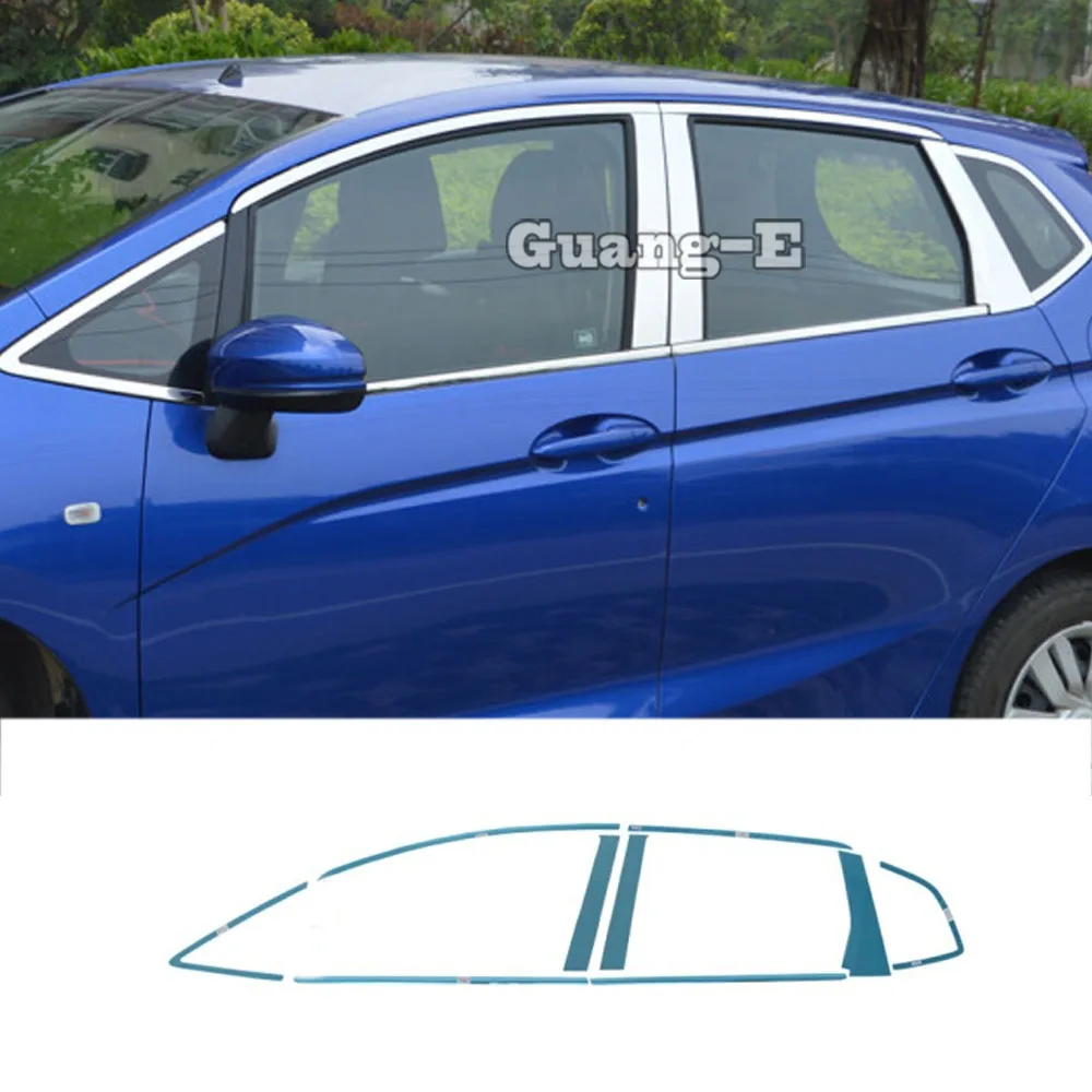 

Car Styling Body Stick Stainless Steel Glass Window Garnish Pillar Middle Column Trim Hoods For Honda FIT JAZZ 2014 2015 2016