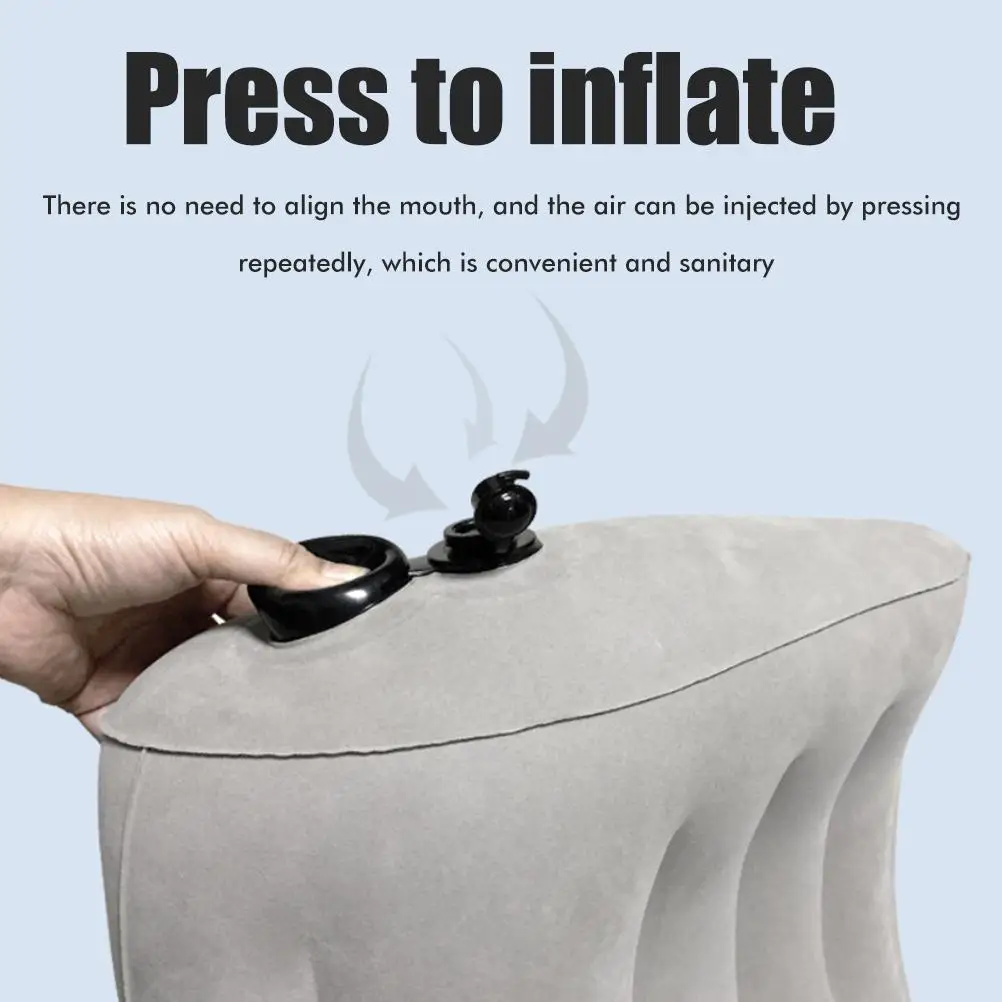 

ZK30 Inflatable Travel Pillow Portable PVC Flocking Head Neck Lumbar Support for Camping Home Office Sleeping