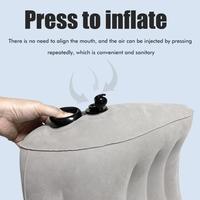 ZK30 Inflatable Travel Pillow Portable PVC Flocking Head Neck Lumbar Support for Camping Home Office Sleeping