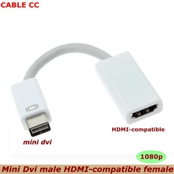 HD Mini DVI Male to HDMI-compatible Female Cable Monitor Video Adapter Converter Kable Cabo Cord 1080P (for Apple Mac Macbook)