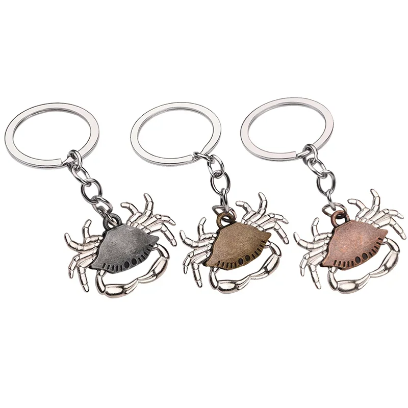 Personalized Crab Metal Car Keychain Man Bag Pendant Car Key Ring Holder Creative Birthday Gift  Accessories