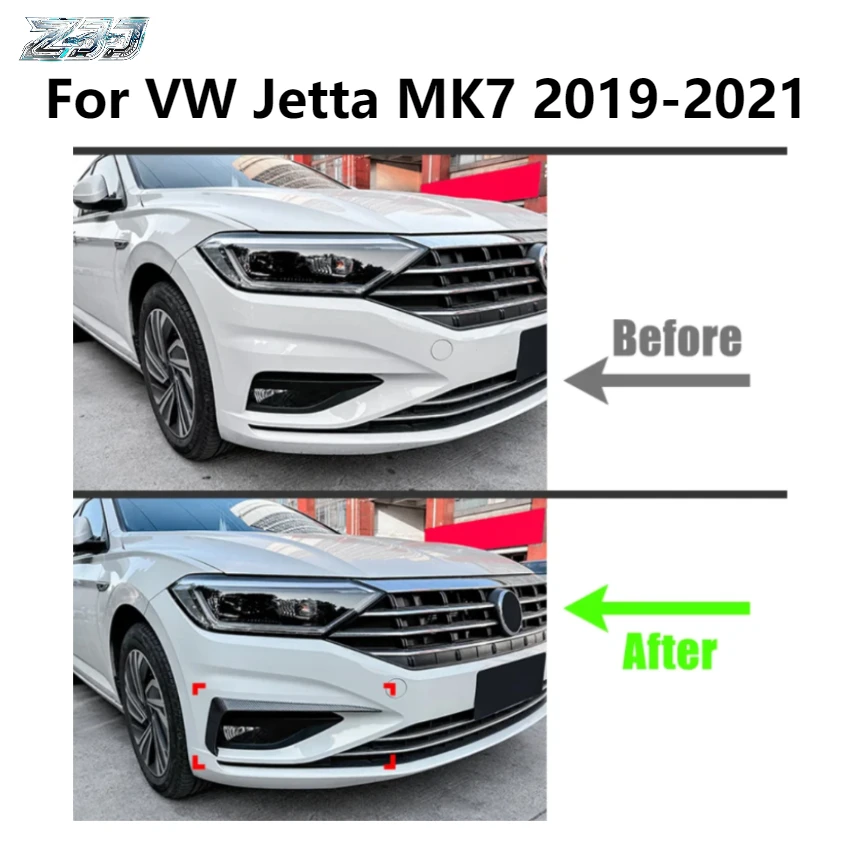 

For VW Jetta MK7 2019-2021 Front Bumper Splitter Lip Canards Gloss Black ABS Aerodynamic Side Wings Body Spoiler Kit