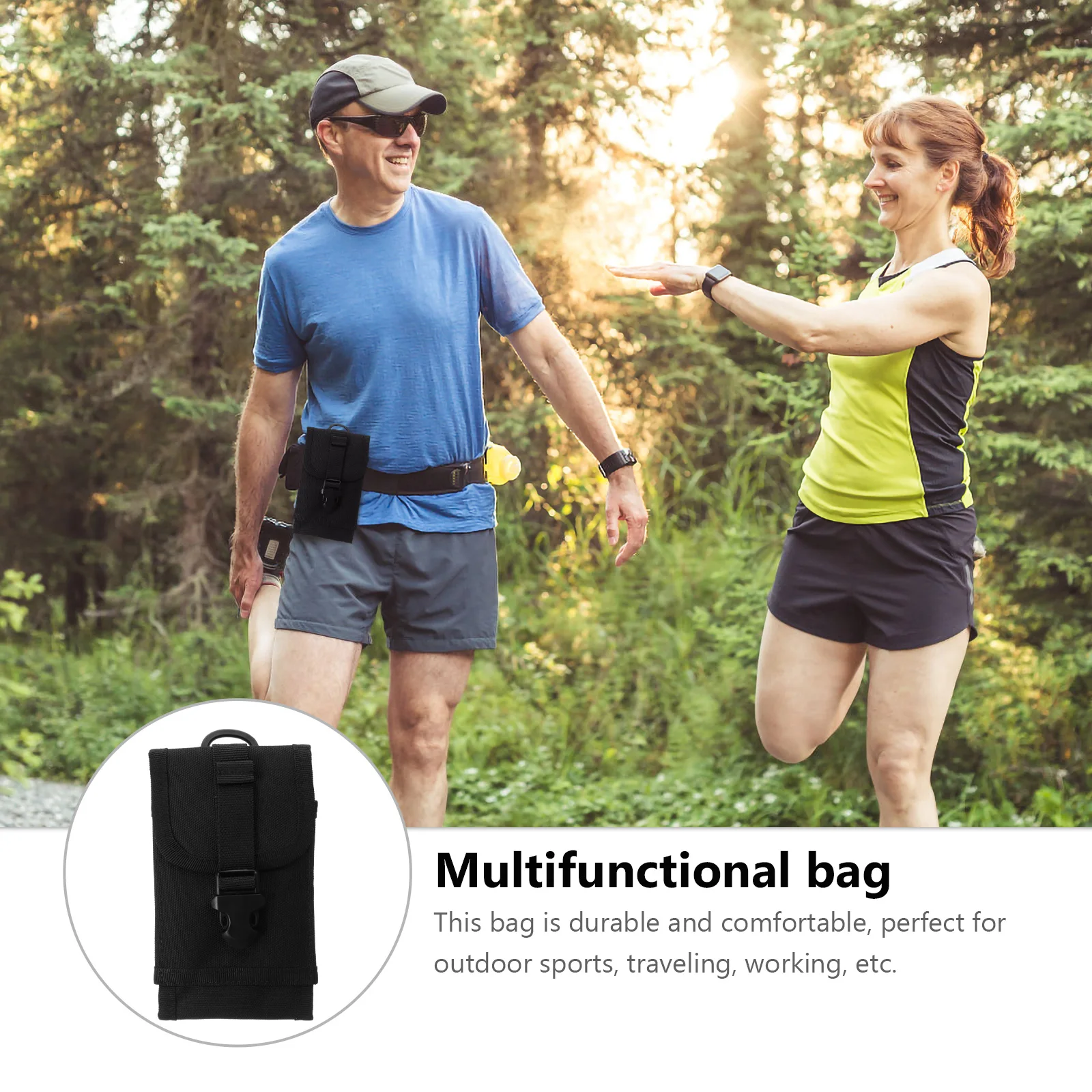 

Tactical Backpack Fanny Storage Bag Sports Waist Cell Phone Pouch for Men Black Oxford Fabrics Travel