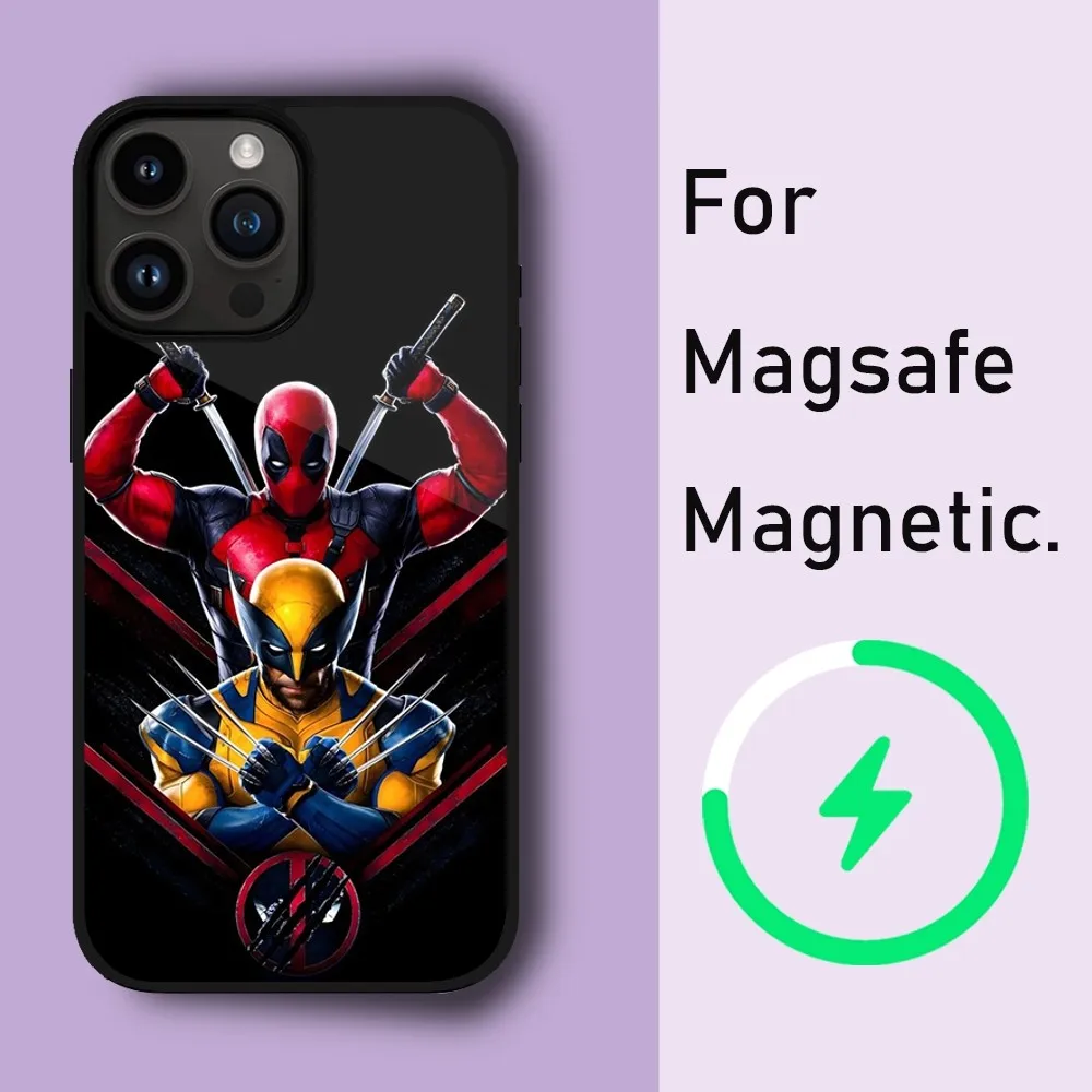 MINISO DISNEY Deadpool Wolverine Phone Case For iPhone 15 14 13 12 11 Pro Max Plus Phone Magnetic for Macsafe Cases Cover