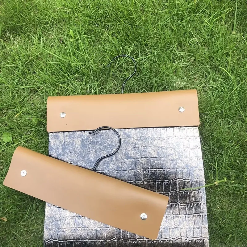 25cm PU Leather Swatch Header Hanger With Rivets Fabric Samples Binding Holder Textile Collecting Display Hanging Hook
