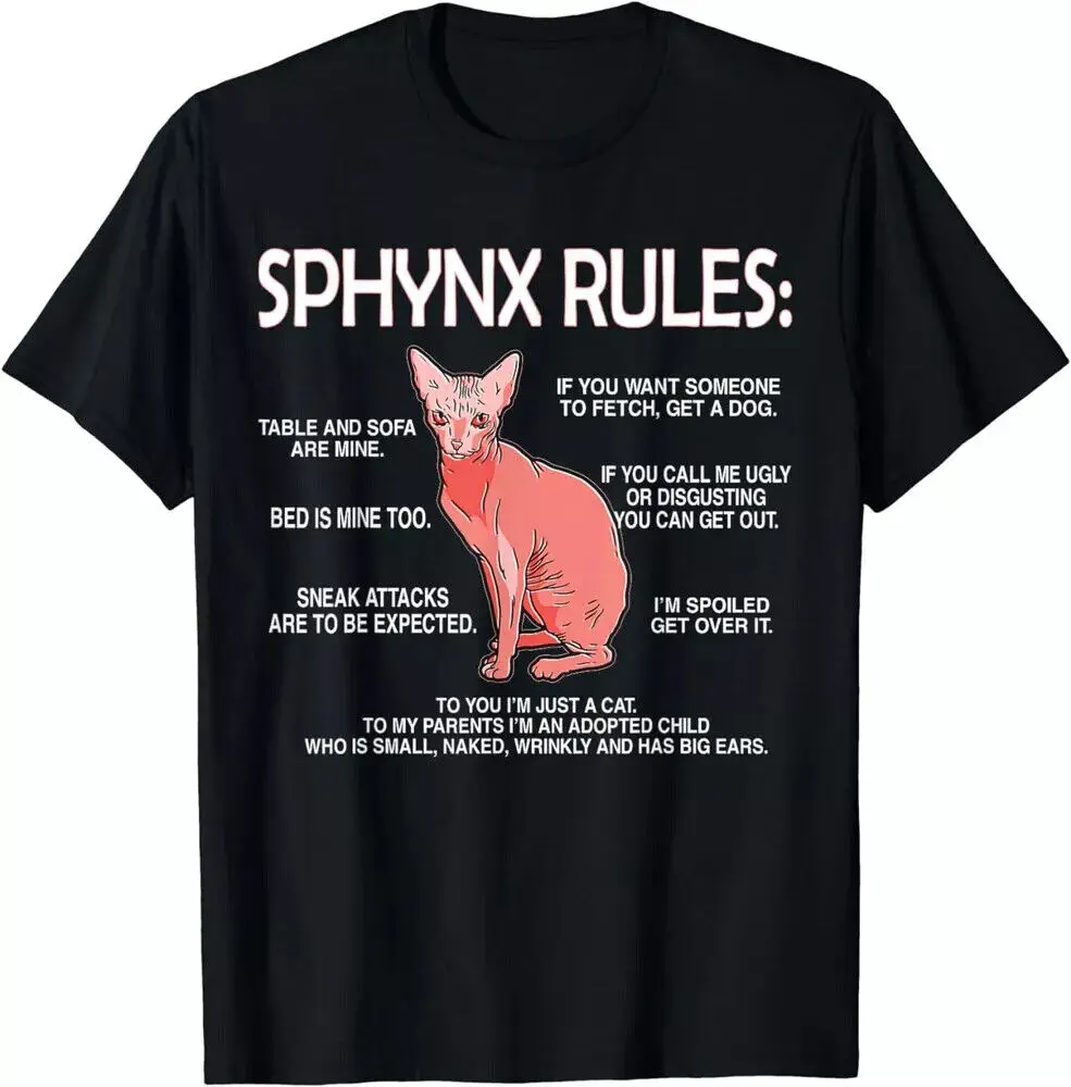 Funny Sphynx Rules Sphynx Cat Owner Hairless Cat Lover T-Shirt S-5Xl