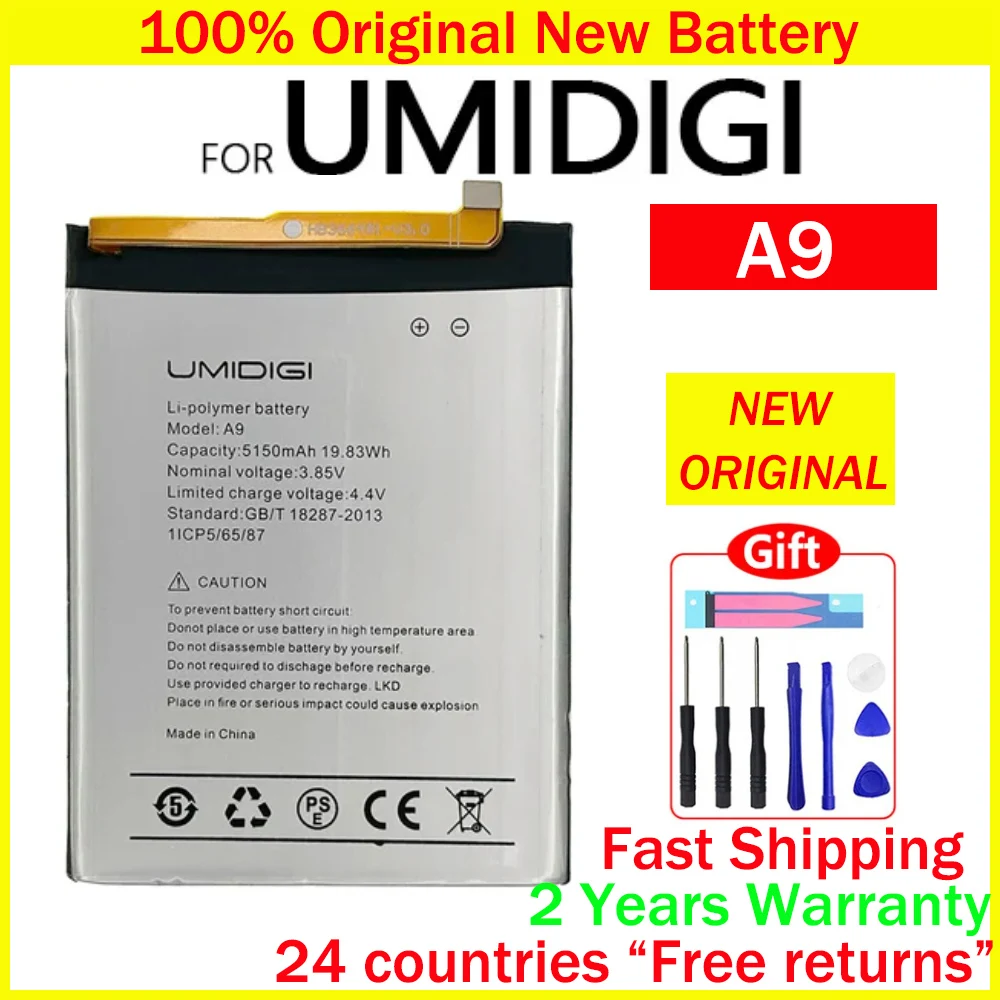 

New 100% Original 5150mAh A9Pro Phone Battery For Umidigi A9 / A9 Pro High Capacity Batteries With Tools+Tracking Number