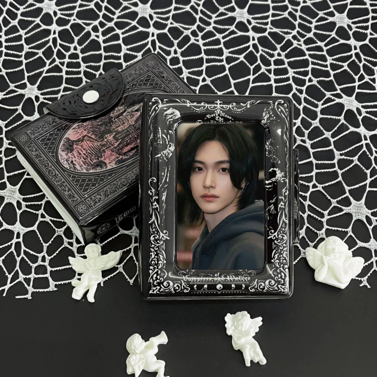 Black Gothic Dark Style Small Card Photo Card Bag Mini Album  3-3.5 In Celebrity Album Card Book Suitable Celebrity Small Cards
