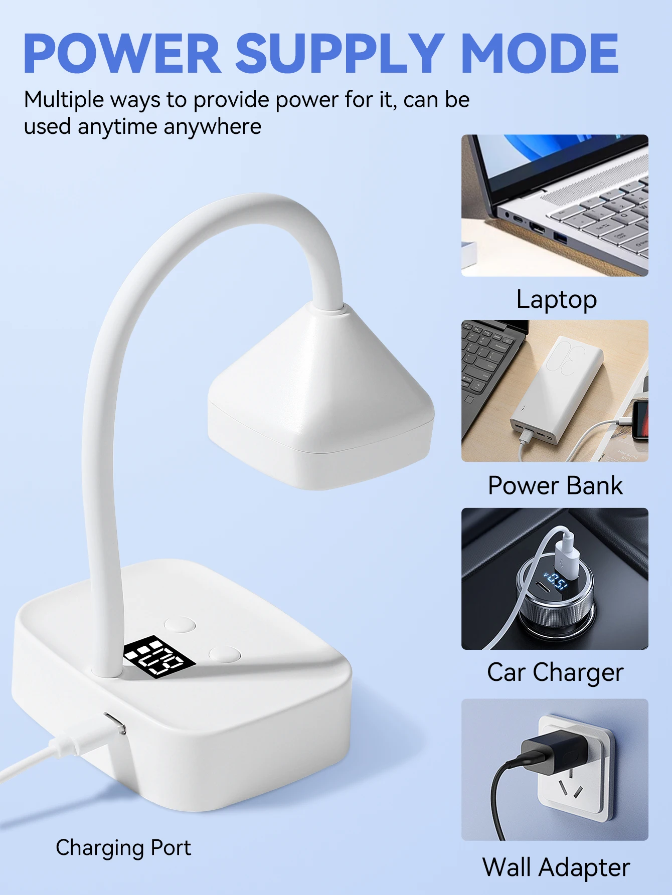 NEW YOKEFELLOW เครื่องอบเล็บ UV LED สำหรับอบเจลทาเล็บและปลายเล็บ แบบชาร์จไร้สาย พร้อมเซ็นเซอร์อัตโนมัติ คอโค้งงอได้