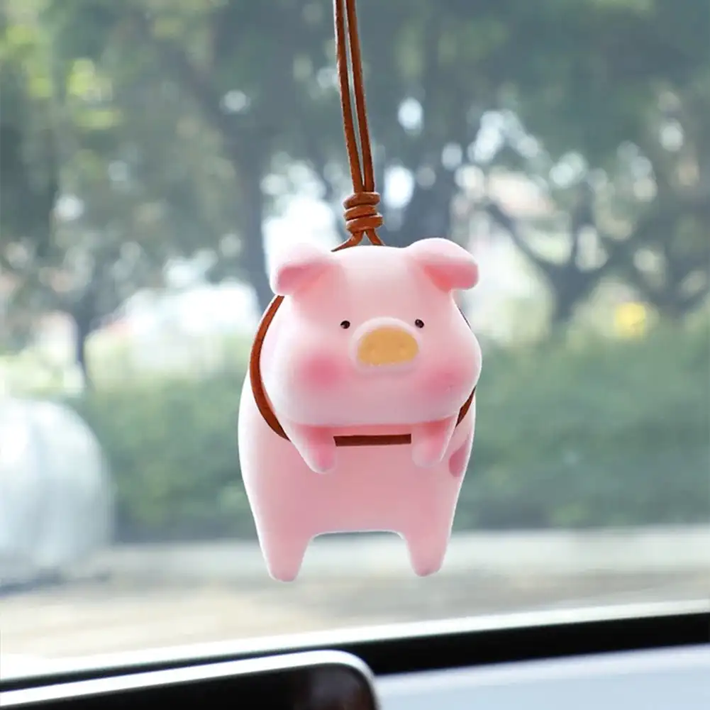 Cute Pig with Glasses Car Pendant Auto Rearview Mirror Pendants Swing Pig Coche Interior Decoraction Accessories Creative Gift