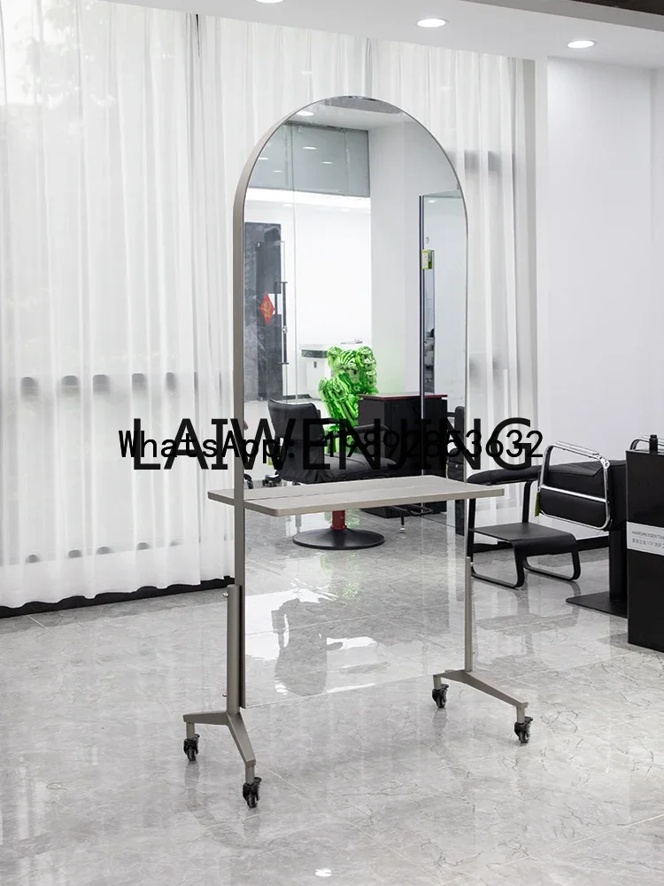 b195 Teaching Movable Stainless Steel Floor Full-Length Mirror Double-Sided Hair Salon Hair Cutting Mirror