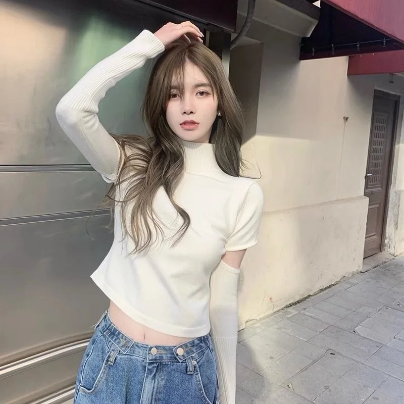 

Вязаный свитер со съемными рукавами, женский осенний фонарь с застежкой на талии и клапаном, вязаный крючком школьный свитер на пуговицах в консервативном стиле OL