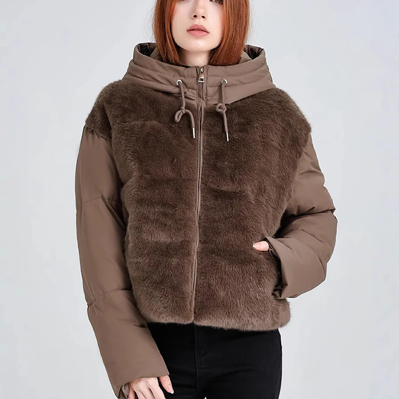 2025 nouvelle veste d'hiver pour femmes à la mode à capuche épaissi chaud coton manteaux couleur unie Simple classique vêtements d'extérieur pour femme