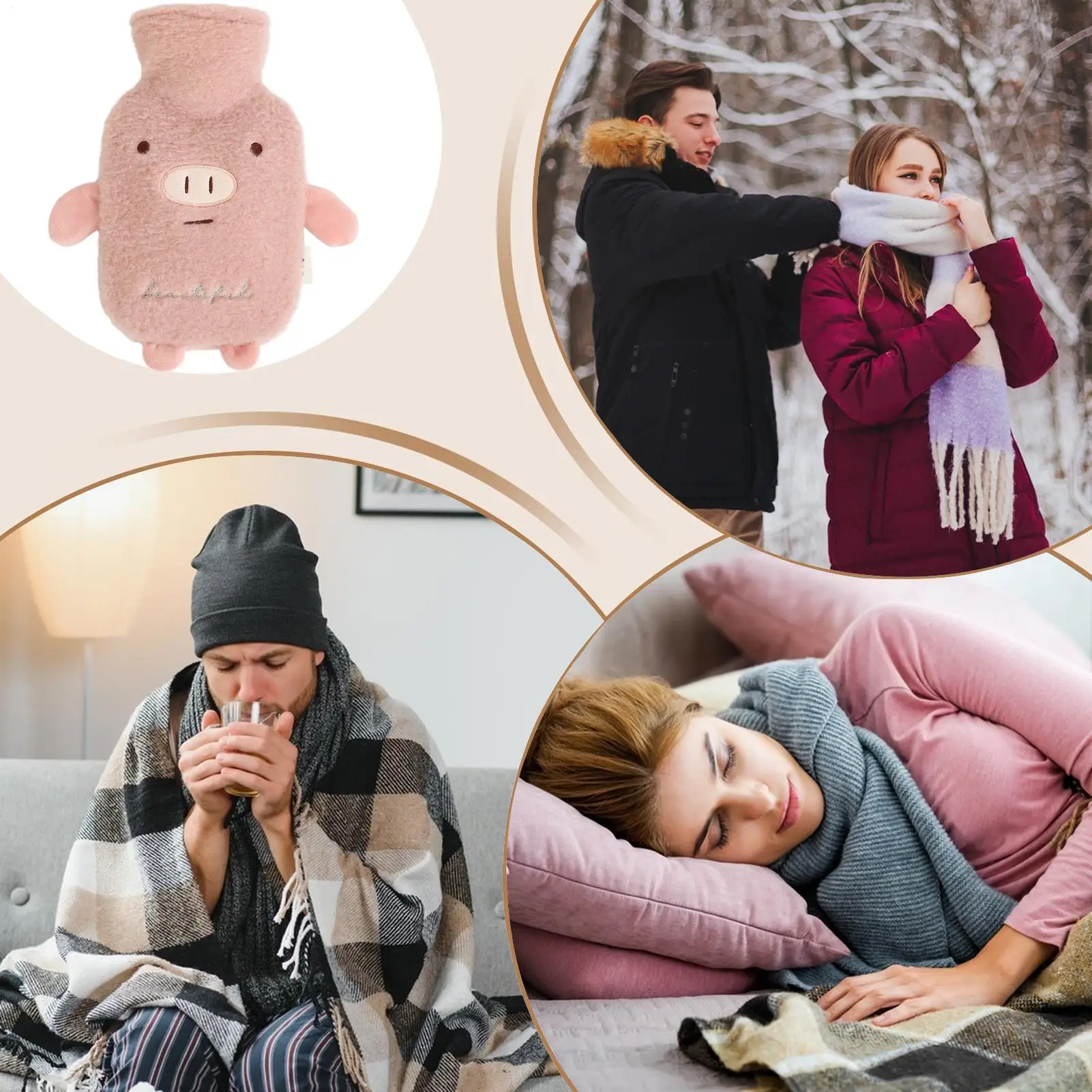 

Hot Water Bottle 1L Cartoon Pad Hot Water Bottle With Soft Cover For Legs Hands Shoulders Neck Back Travel School Camping Kids