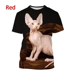 2024 Summer Hot 3D Printed Men's T-shirt Personality Animal Sphinx Cat Print Fashion Casual Plus Size Loose Fashion Top