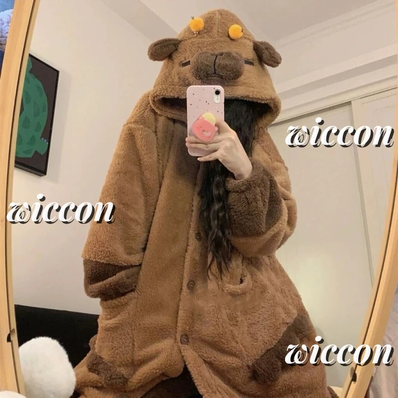 

Adult Capybara Cosplay Costume Robes Kigurumi Anime Nightgown Halloween Cartoon Pajamas Pajama Party Costume