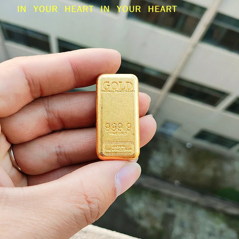 【X】Imitation Gold Bars Brass Fake Gold Block Craft Collection Gift Home Office Lucky Feng Shui Decorations Photography Props