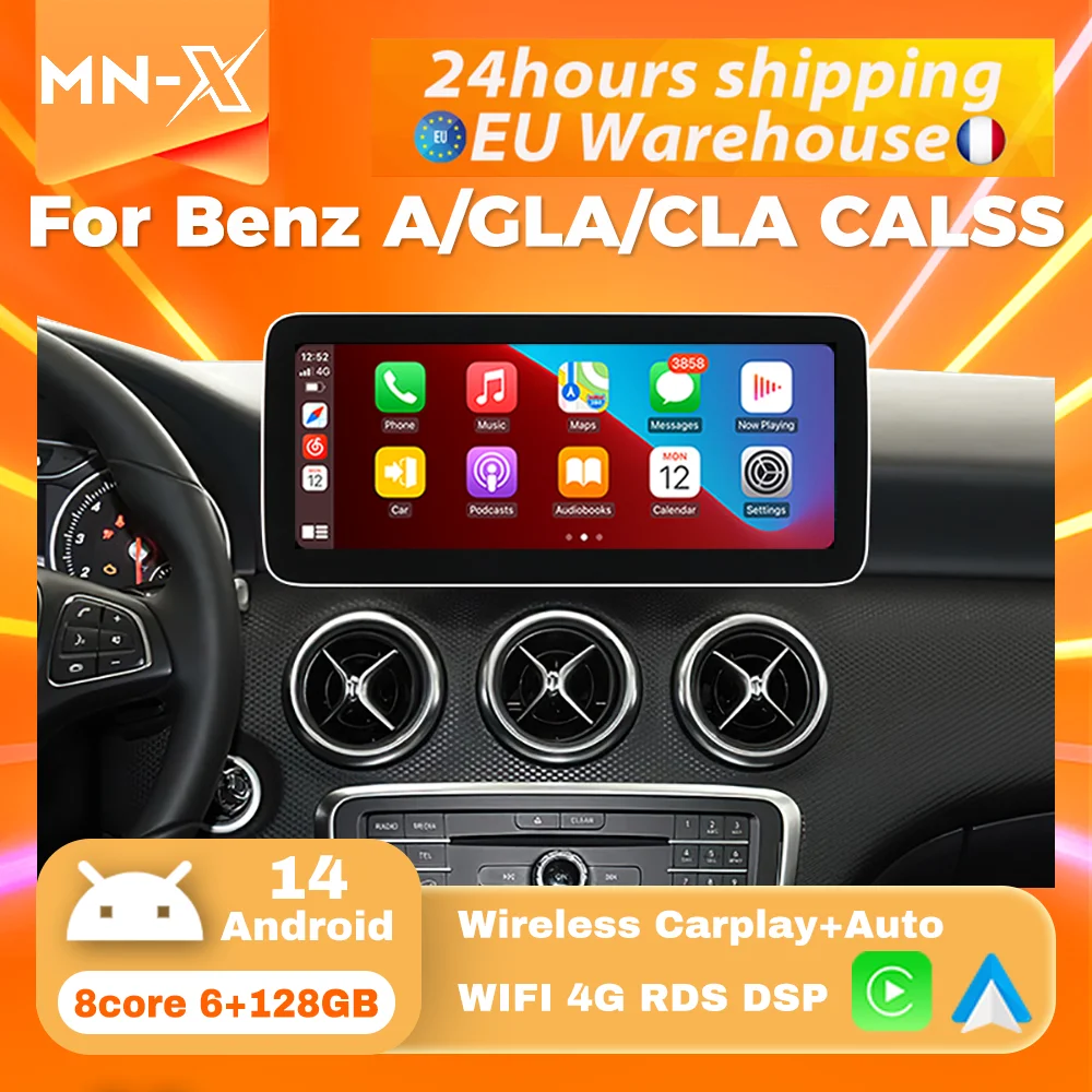 Navifly Andorid14 Autoradio Per Mercedes Benz W176 CLA C117 X117 GLA X156 Lettore Multimediale Wireless Carplay Auto di Navigazione GPS