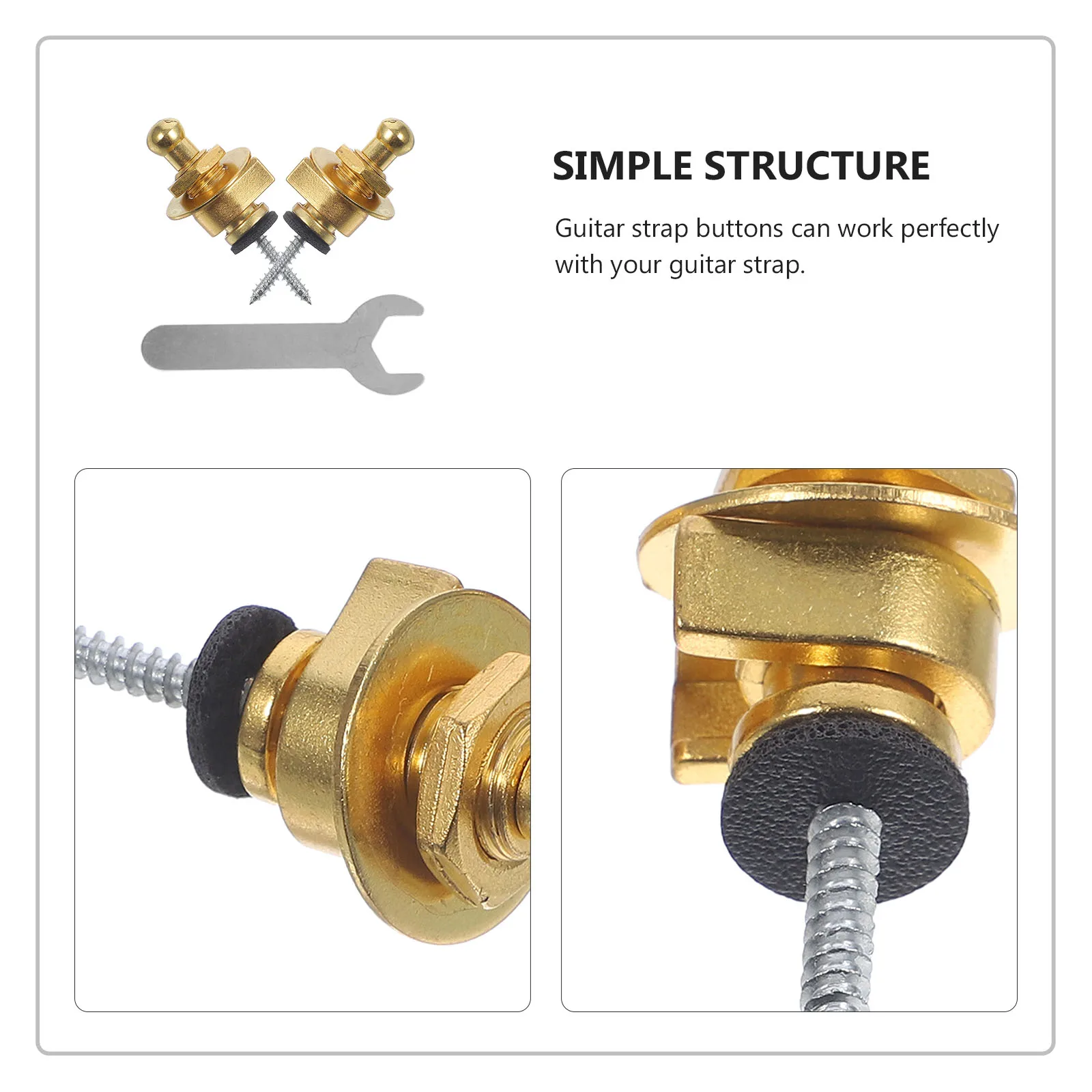 

2pcs Guitar Strap Locks Metal Anti-Slip Bass Strap Buttons Acoustic Electric Guitar Parts Gold Finish Sturdy Secure