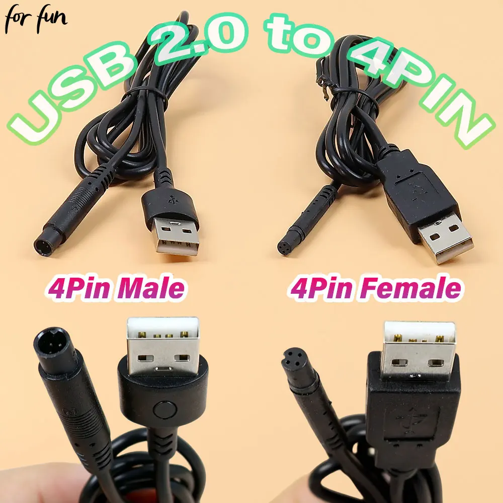 For-Fun USB 2.0 to 4Pin Male & Female for Car Rear View Vehicle DVR Camera Extension Connector HD Monitor Adapter Cable 1Meter