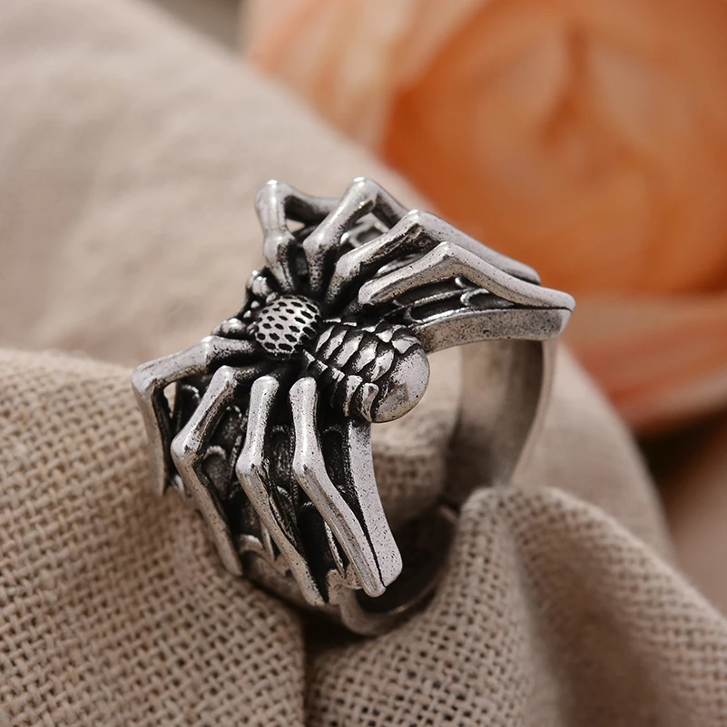 Original Design Retro Spider Insect Thai Silver Men Party Ring Promotion Jewelry Halloween Gifts Never Fade Cheap