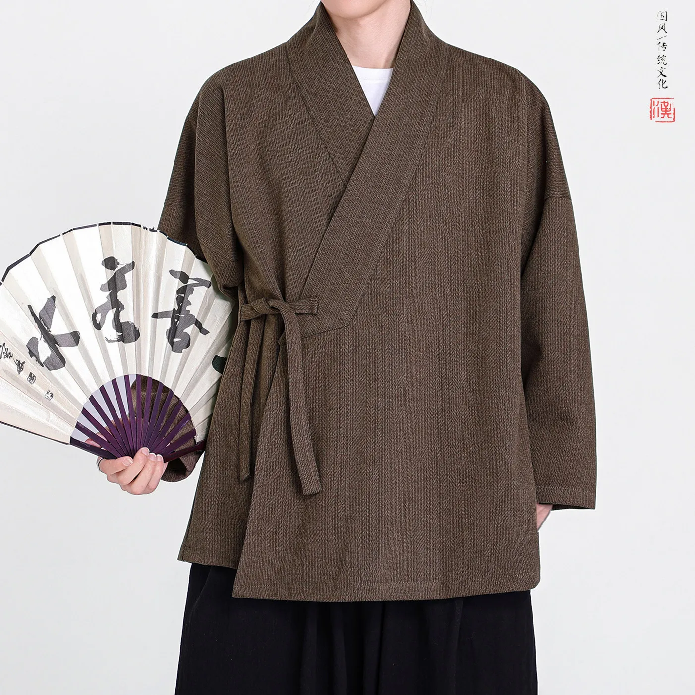 Hanfu Men's Traditional Chinese Long Sleeve Shirt Diagonal Closure Tang Dynasty Ancient Robe Tang Suit Inner Wear Taoist Costume