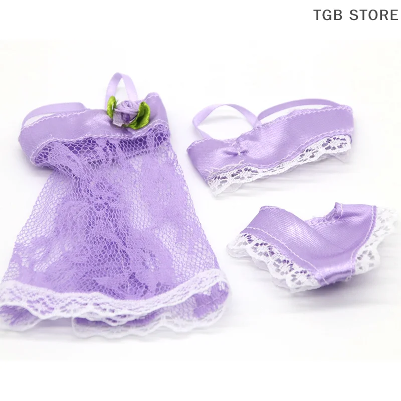 3 teile/satz Pyjama Kleidung Unterwäsche Homewear Accessoires Kleidung für 30cm Puppe – Detail 6