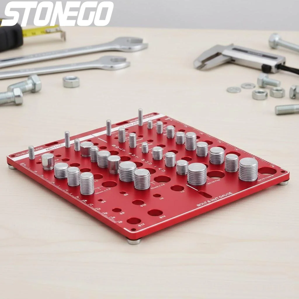 

Набор для проверки резьбы гаек и болтов из 42 предметов: 19 стандартных и 15 метрических размеров для диаметров от 6 до 3/4 дюйма и от 4 мм до 16 мм